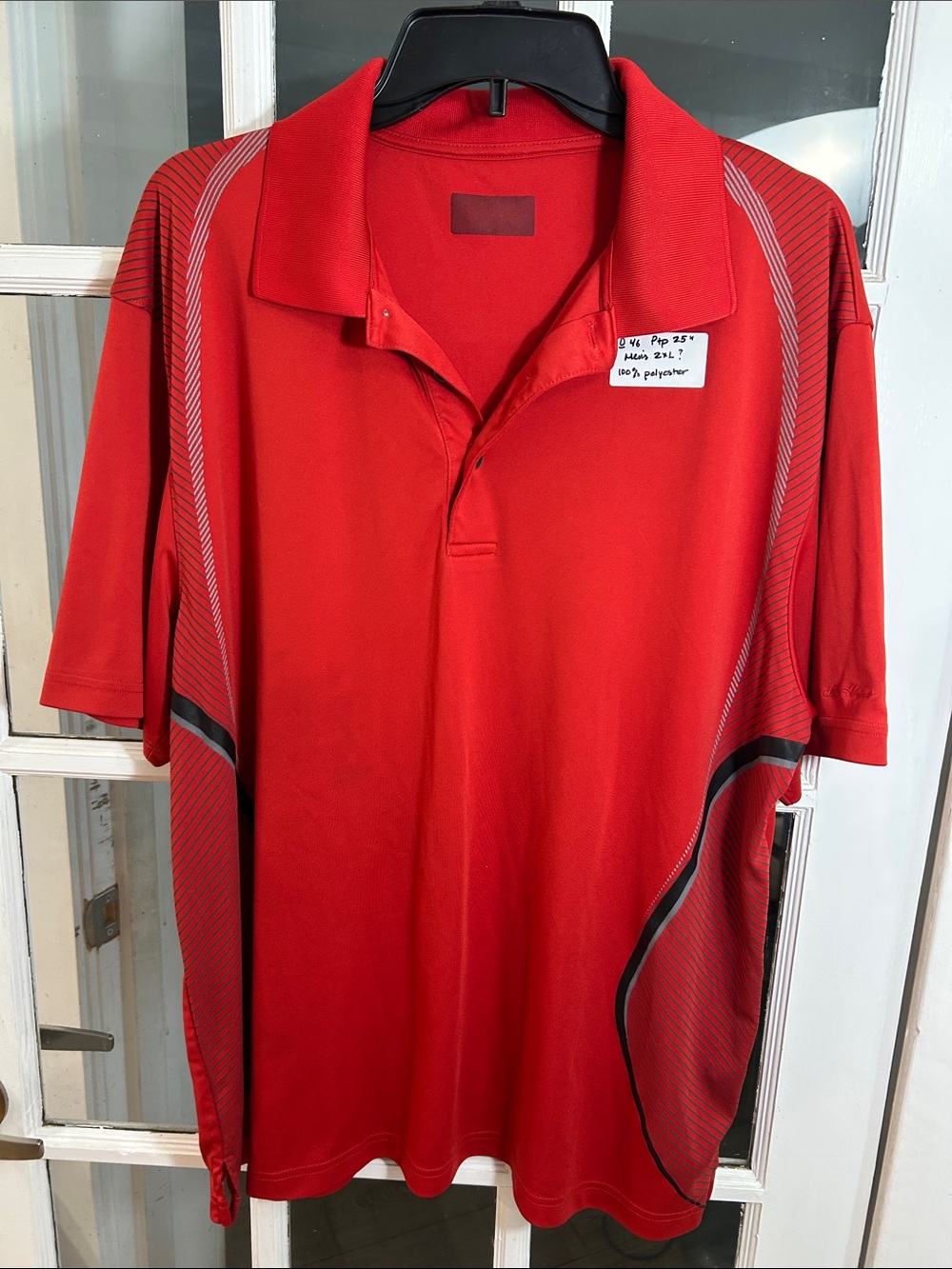 Men's Red Short-Sleeve Polo with Contrast Trim